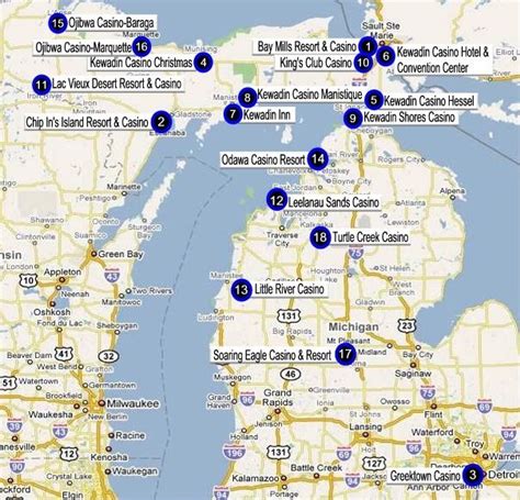 Michigan indiana casinos mapa