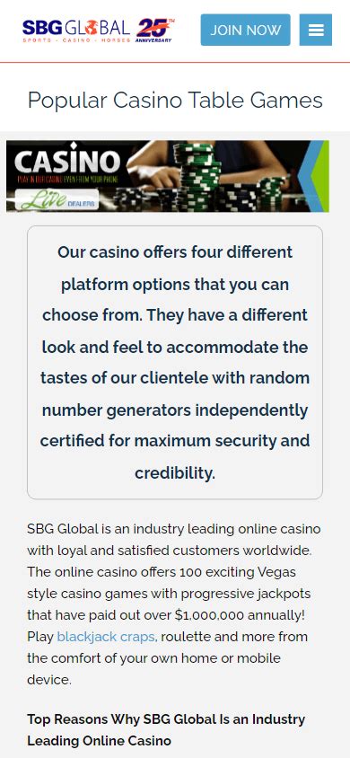 Sbg global casino mobile